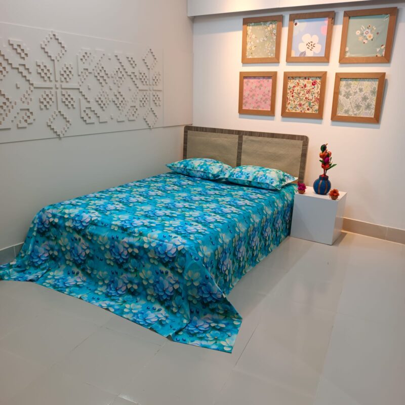 Super King Size High Quality 3D Design Satin Cotton Bed Sheet – 3 Pecs Set – Kath Golap - Image 7