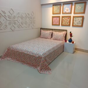 ORTHA KING SIZE DOUBLE BEDSHEET – 3 PECS SET – MIXED COTTON - PEONY