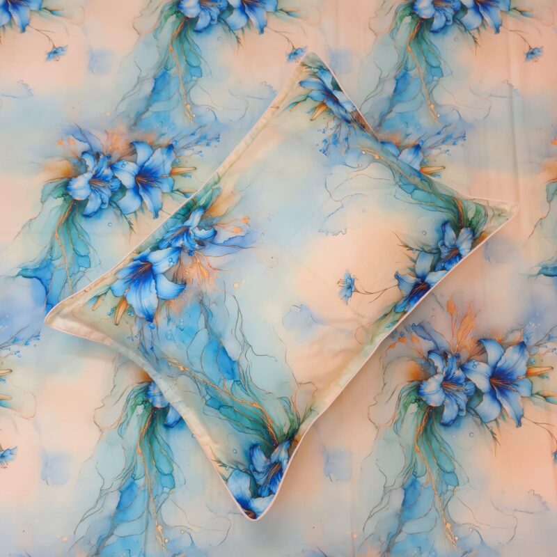 Super King Size High Quality 3D Design Satin Cotton Bed Sheet – 3 Pecs Set – Tuberose - Image 5