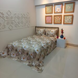 Super King Size High Quality 3D Design Satin Cotton Bed Sheet – 3 Pecs Set – Primrose