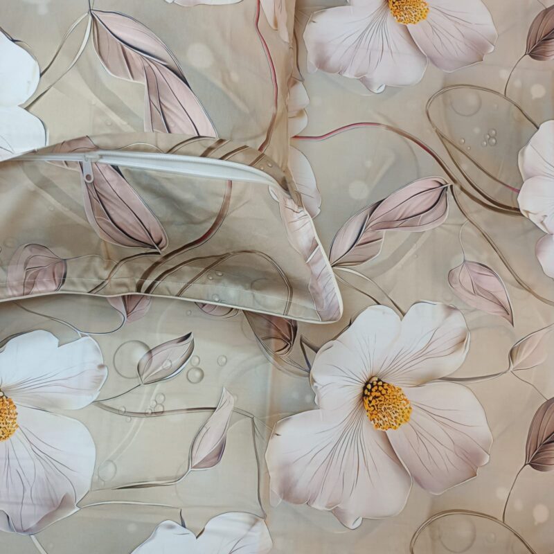 Super King Size High Quality 3D Design Satin Cotton Bed Sheet – 3 Pecs Set – Primrose - Image 4