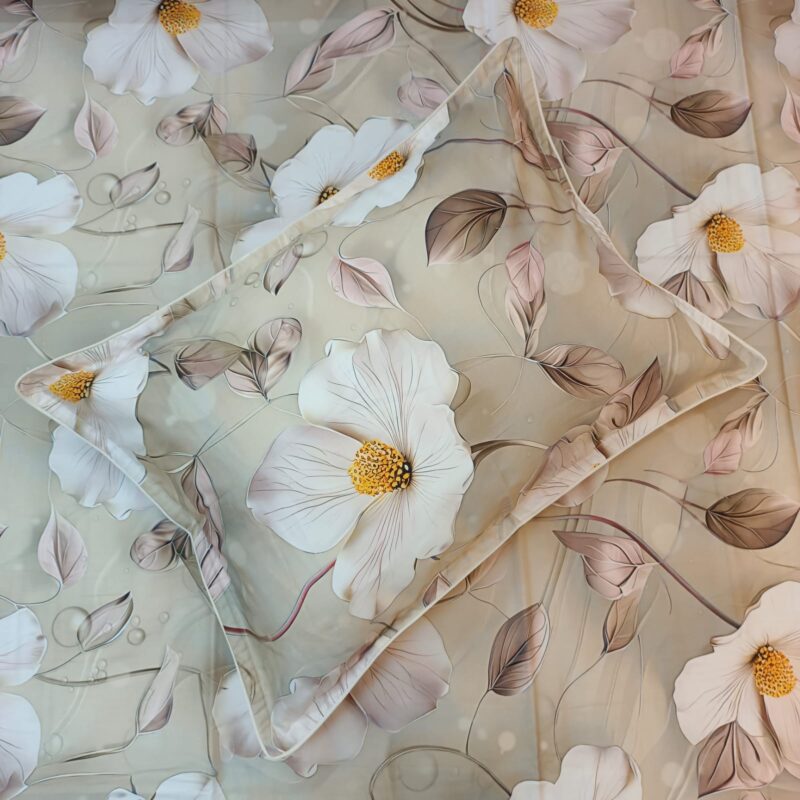 Super King Size High Quality 3D Design Satin Cotton Bed Sheet – 3 Pecs Set – Primrose - Image 5