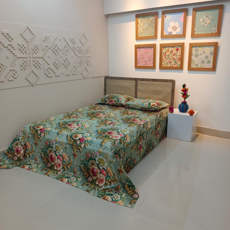 Super King Size High Quality 3D Design Satin Cotton Bed Sheet – 3 Pecs Set – Rose Victoria - Image 7