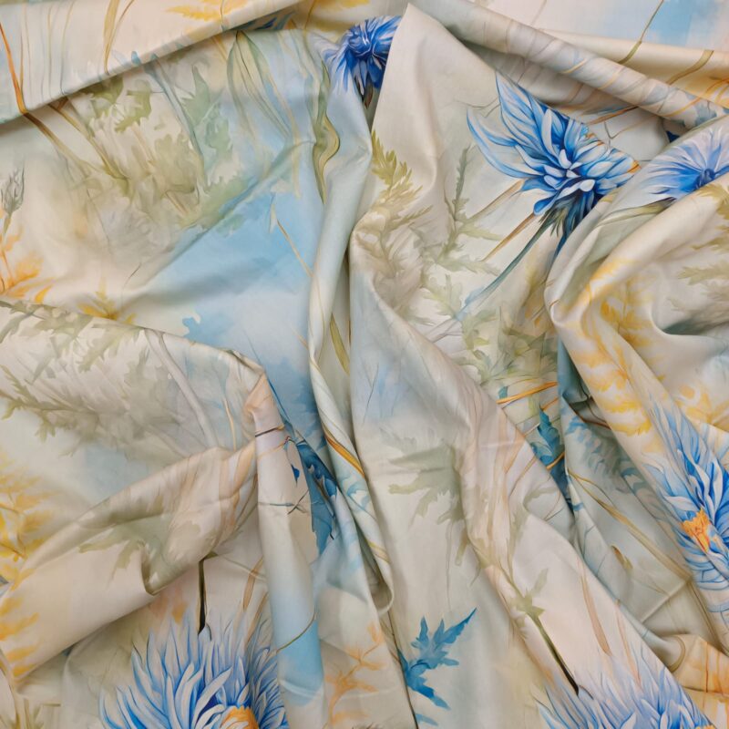 Super King Size High Quality 3D Design Satin Cotton Bed Sheet – 3 Pecs Set – Lime Aster - Image 7