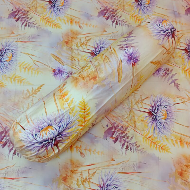 Super King Size High Quality 3D Design Satin Cotton Bed Sheet – 3 Pecs Set – Purple Aster - Image 6