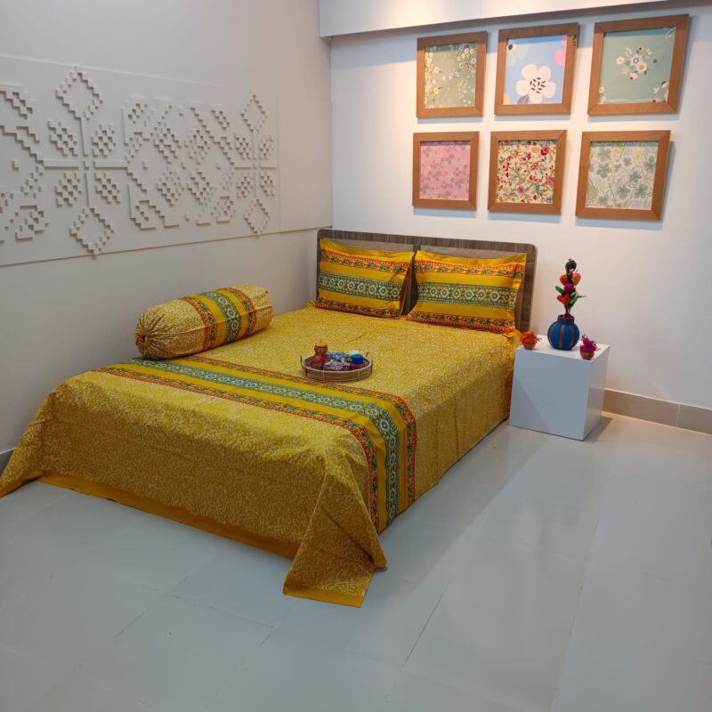Hand Block Ortha Bedsheet – 4 Pecs – King Size