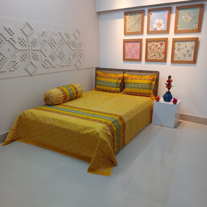 Hand Block Ortha Bedsheet – 4 Pecs – King Size - Image 2