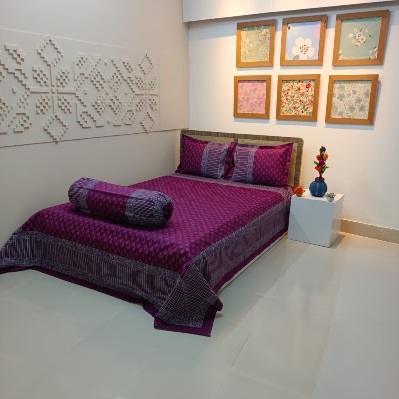 Hand Block Ortha Bedsheet – 4 Pecs – King Size - Image 3