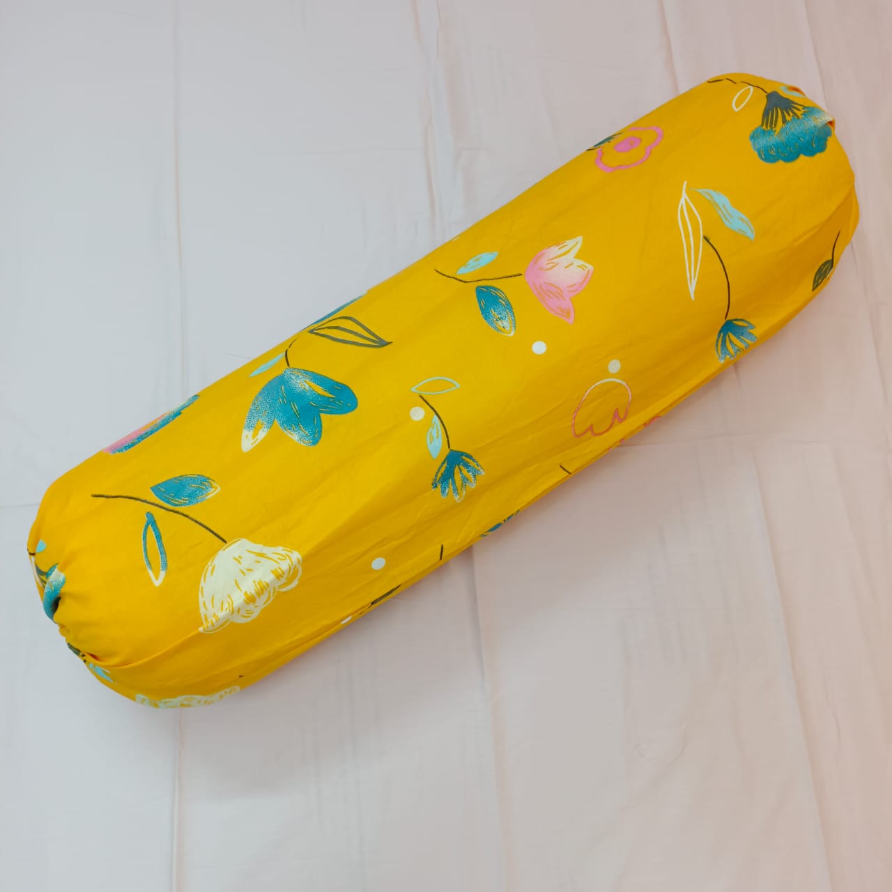 Side Pillow Cover – Mixed Cotton – Long 40 Inch- Round 34 Inch – Orange