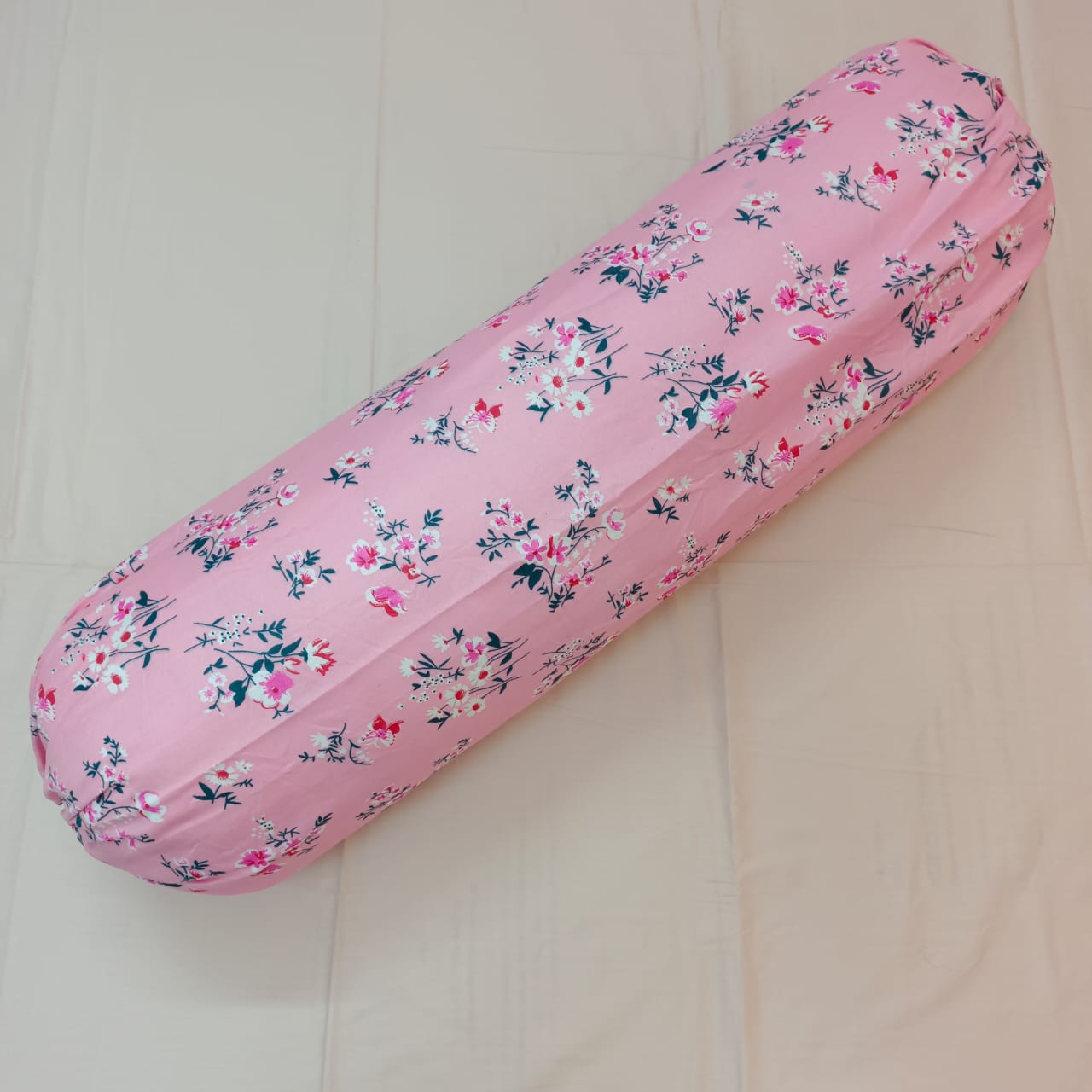 Side Pillow Cover – Mixed Cotton – Long 40 Inch- Round 34 Inch – Misti Phul