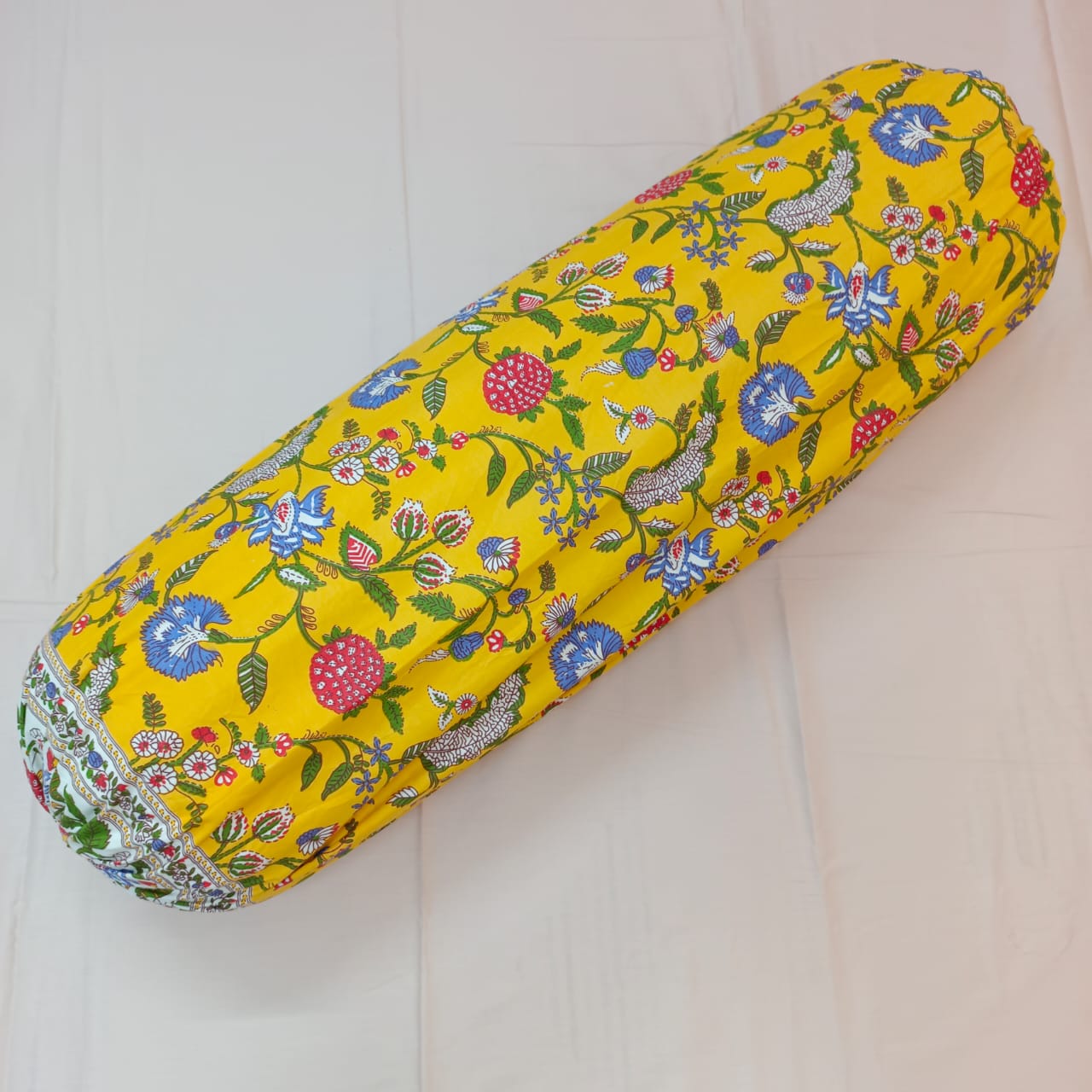 Side Pillow Cover – Mixed Cotton – Long 40 Inch- Round 34 Inch – Madhabi Lota