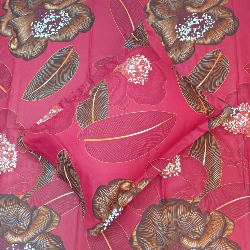 Luxury Twill Cotton Ortha Bedsheet – King Size – 3Pecs – Maroon D Indica - Image 2