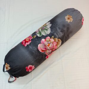 Side Pillow Cover – Mixed Cotton – Long 40 Inch- Round 34 Inch – Black