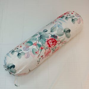 Side Pillow Cover – Twill Cotton – Long 40 Inch- Round 34 Inch – White Rose