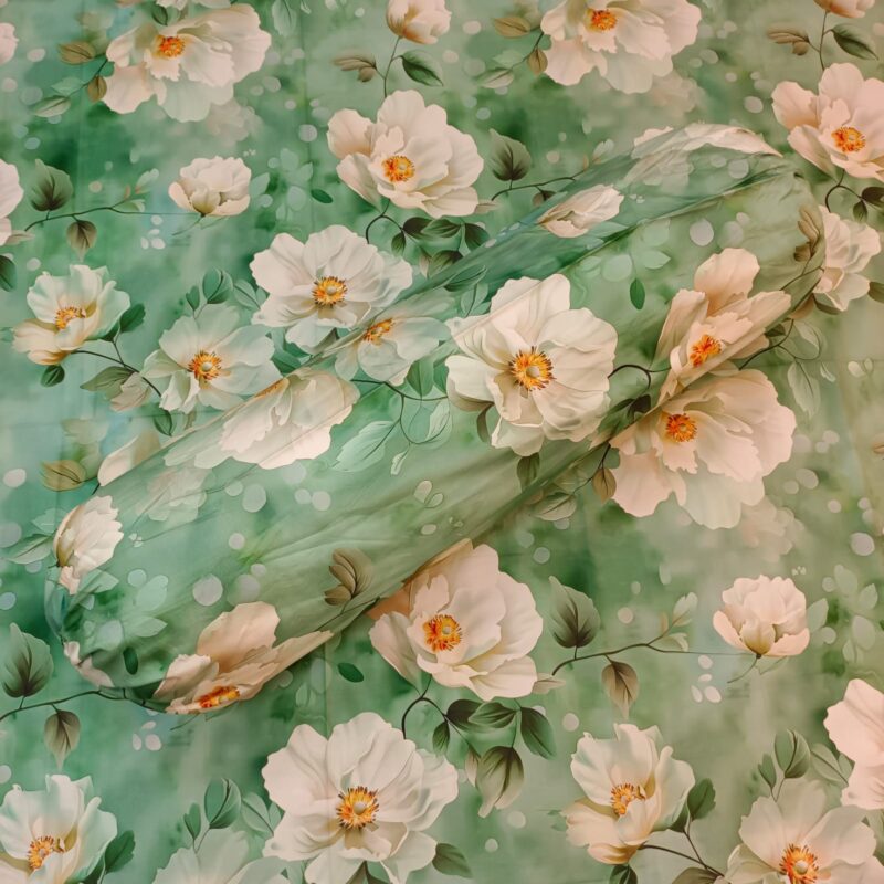 Super King Size High Quality 3D Design Satin Cotton Bed Sheet – 3 Pecs Set – Sea Green - Image 6
