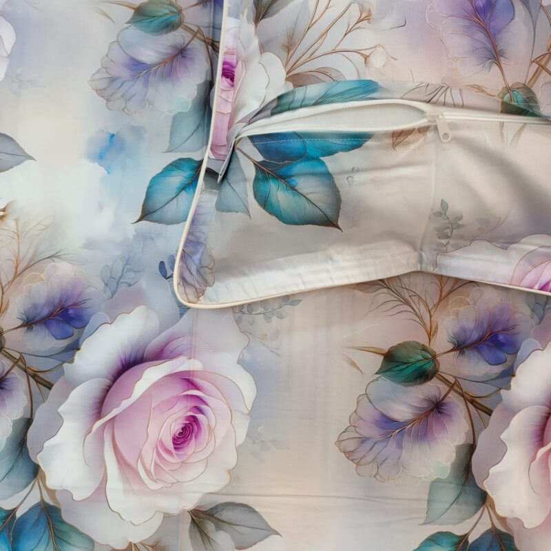 Super King Size High Quality 3D Design Satin Cotton Bed Sheet – 3 Pecs Set – Purple Rose - Image 4