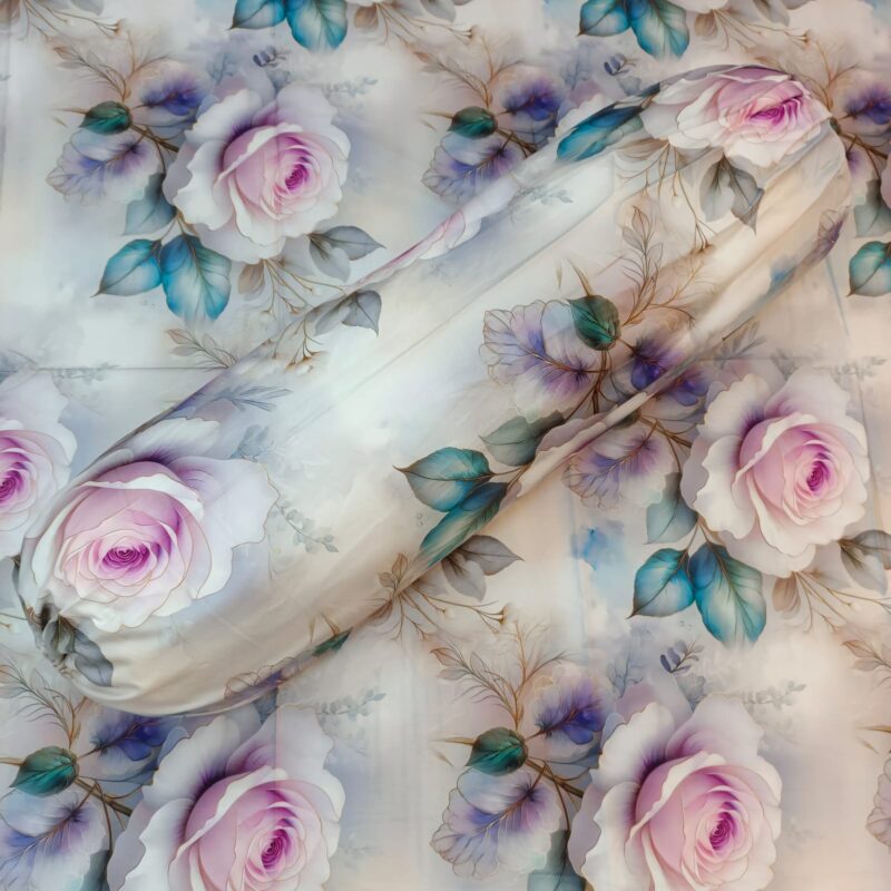 Super King Size High Quality 3D Design Satin Cotton Bed Sheet – 3 Pecs Set – Purple Rose - Image 6