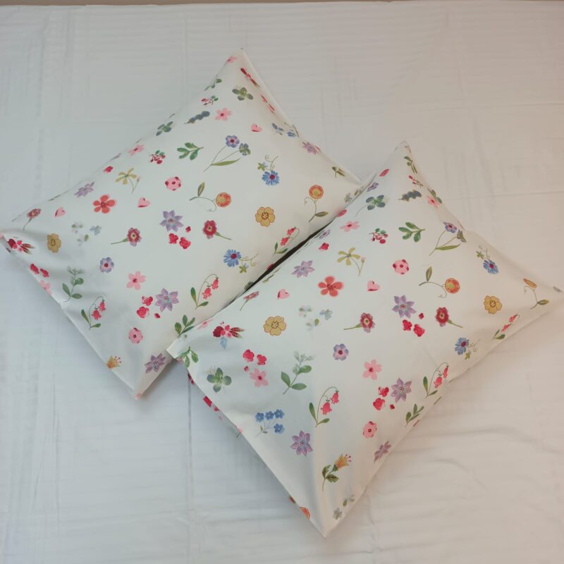 Head Pillow Cover – Percale Cotton – Long 26 Inch- Wide 18 Inch – 2 Pecs - Multi Flower