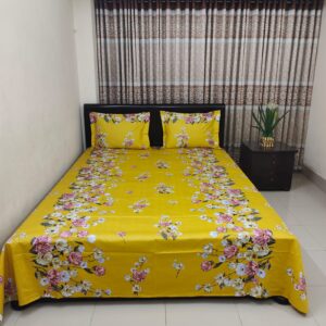 Luxury Twill Cotton Ortha Bedsheet – King Size – 3Pecs – T Yellow