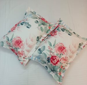 Head Pillow Cover – Twill Cotton – Long 24 Inch- Wide 18 Inch – 2 Pecs - White Rose