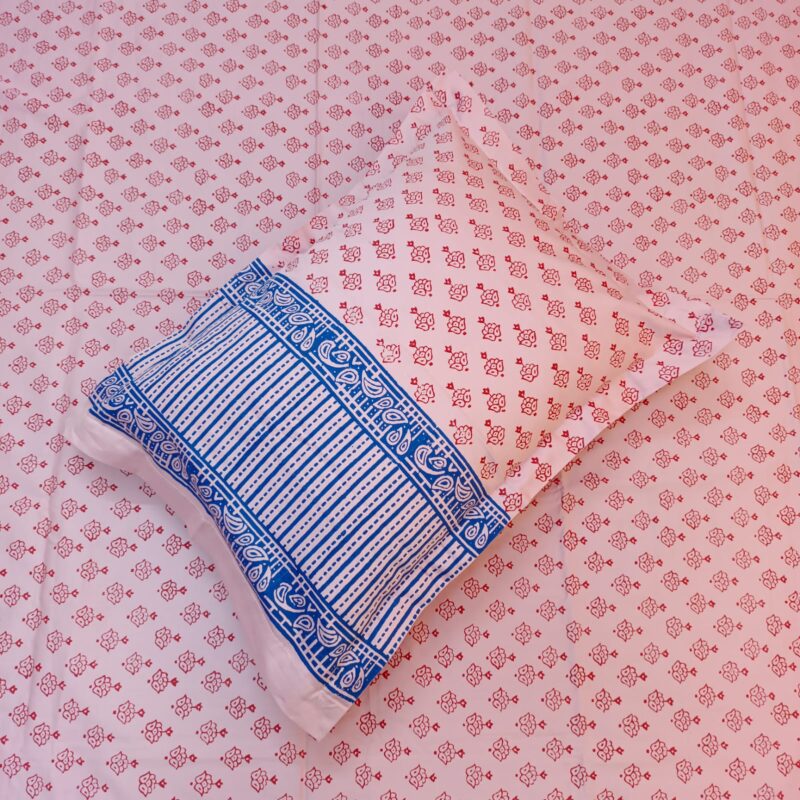 Hand Block Ortha Bedsheet – 4 Pecs – King Size - Image 2