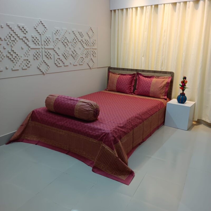 Hand Block Ortha Bedsheet – 4 Pecs – King Size - Image 3