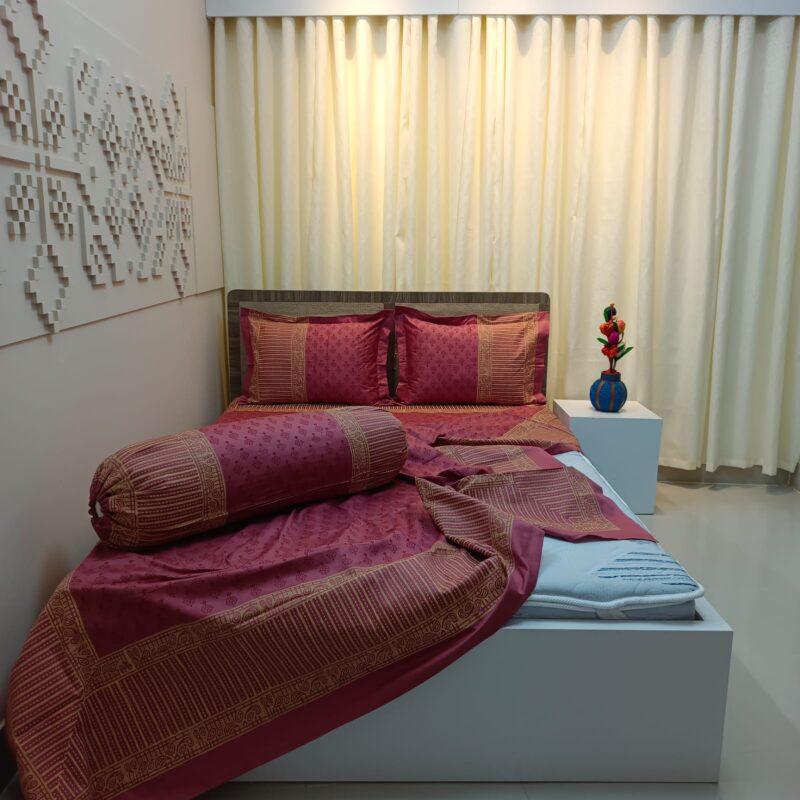 Hand Block Ortha Bedsheet – 4 Pecs – King Size - Image 4