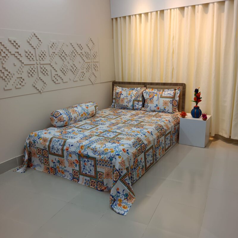 Luxury Twill Cotton Ortha Bedsheet – King Size – 3Pecs – White Box - Image 4