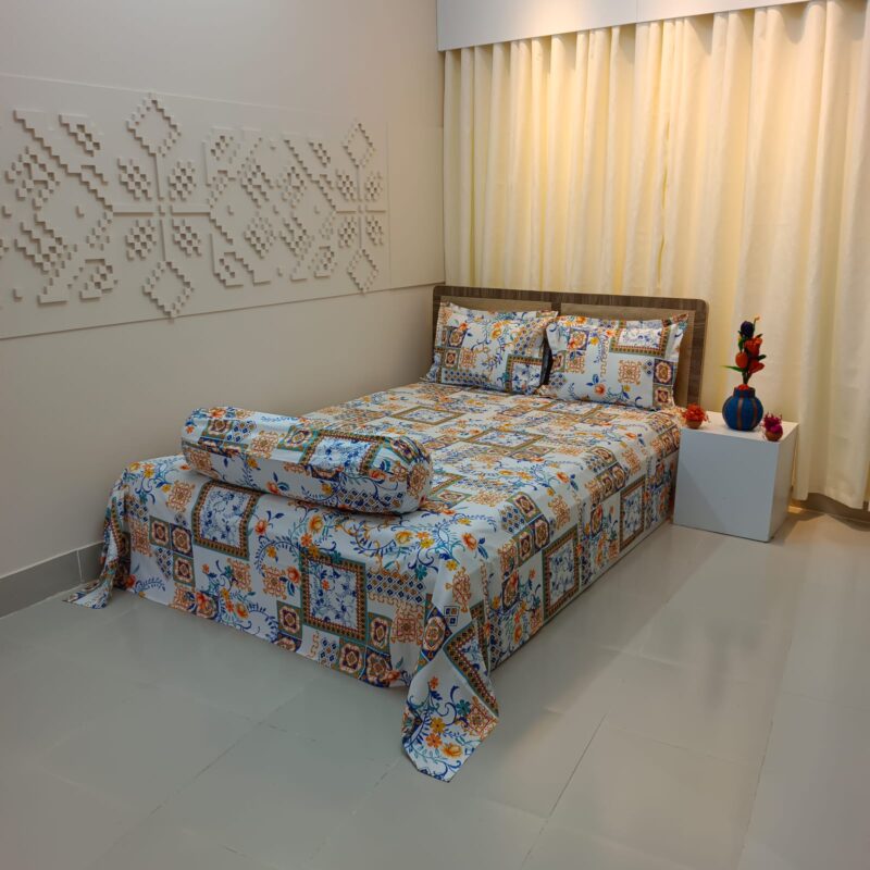 Luxury Twill Cotton Ortha Bedsheet – King Size – 3Pecs – White Box - Image 5