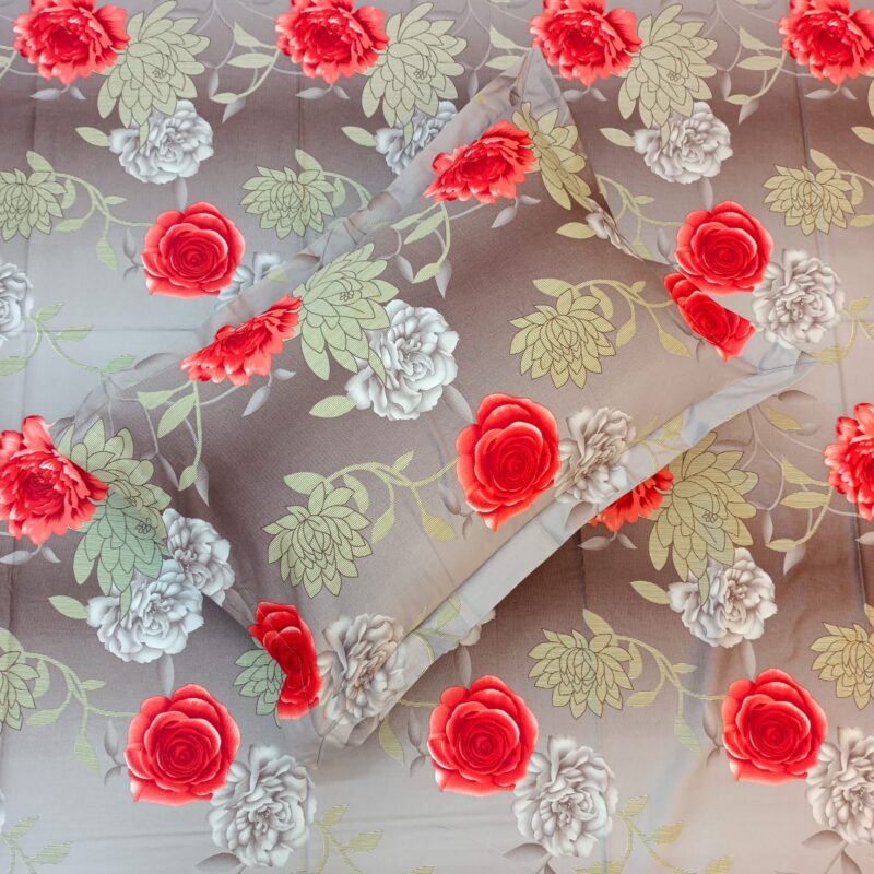 Luxury Twill Cotton Ortha Bedsheet – King Size – 3Pecs – Happy Ash Rose - Image 2