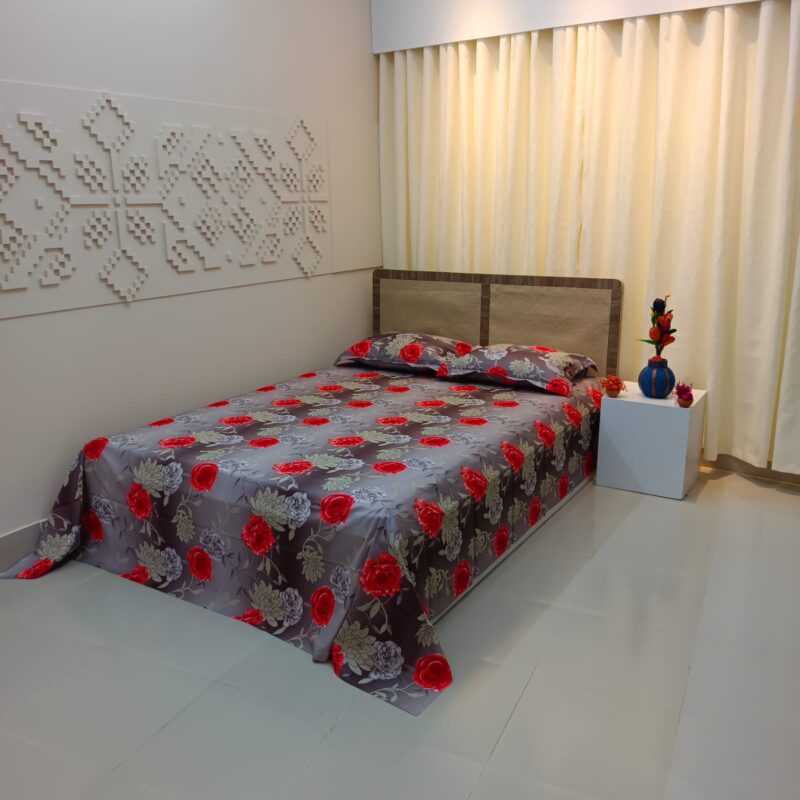 Luxury Twill Cotton Ortha Bedsheet – King Size – 3Pecs – Happy Ash Rose - Image 3