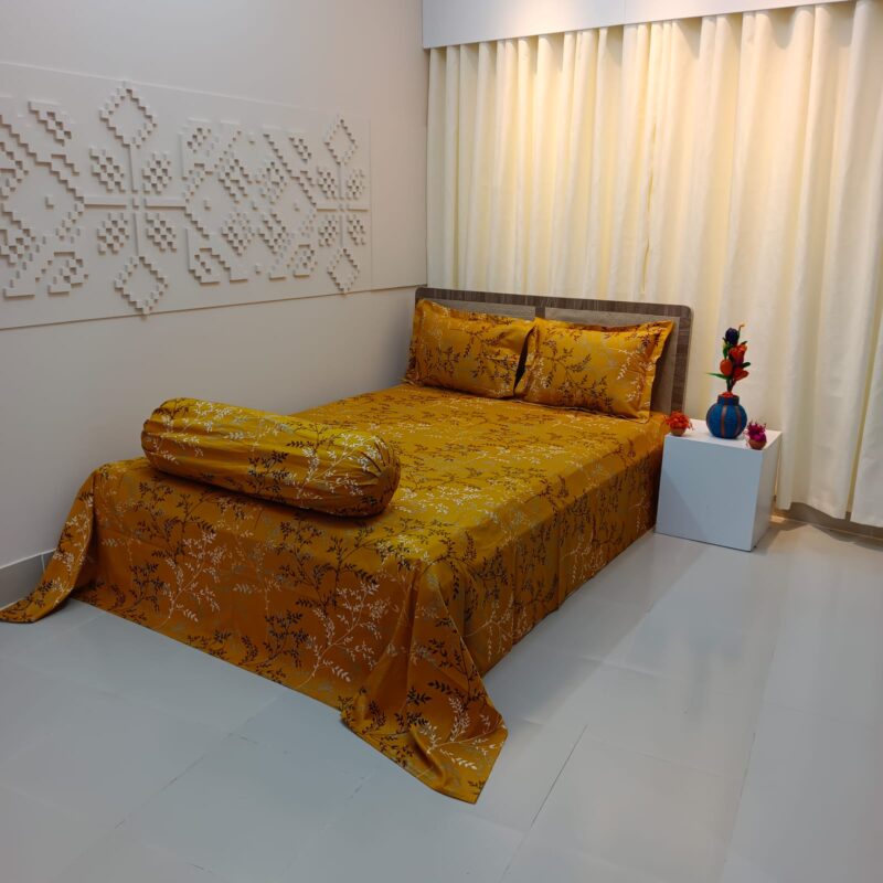 30/30 Count Luxury Exclusive Ortha Bedsheet – King Size – 3 Pecs Set – Golden Lota - Image 5