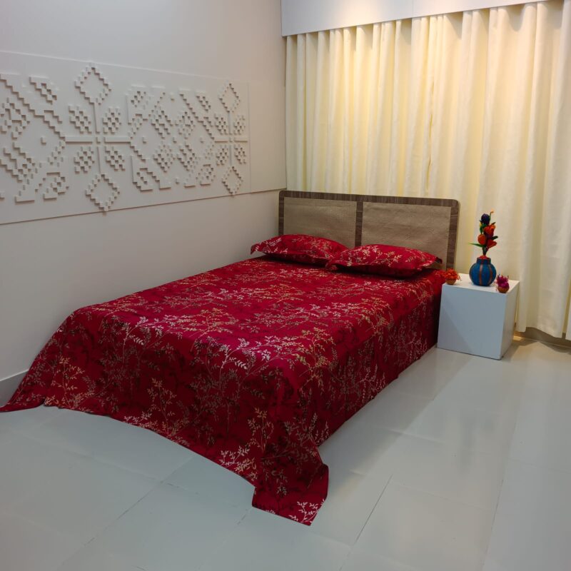 30/30 Count Luxury Exclusive Ortha Bedsheet – King Size – 3 Pecs Set – Maroon Lota - Image 3