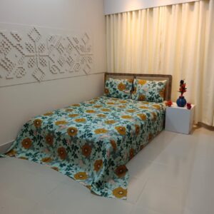 ORTHA EXPORT QUALITY SATIN COTTON KING SIZE DOUBLE BEDSHEET – 3 PECS SET – SEA GREEN