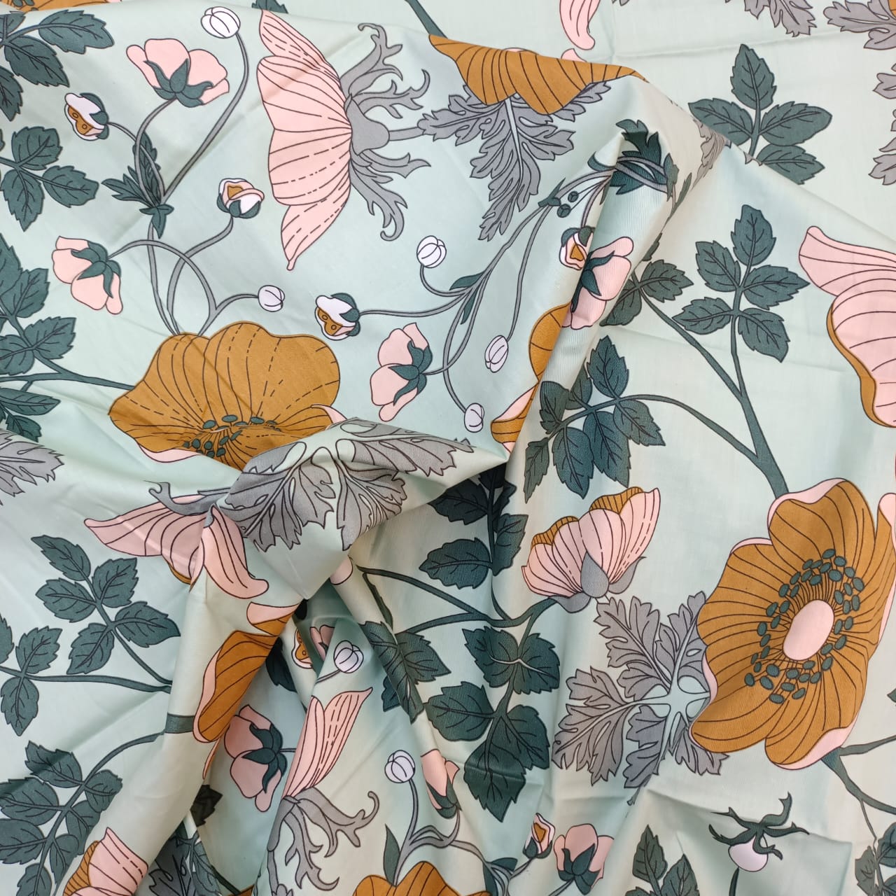 ORTHA EXPORT QUALITY SATIN COTTON KING SIZE DOUBLE BEDSHEET – 3 PECS SET – SEA GREEN - Image 7