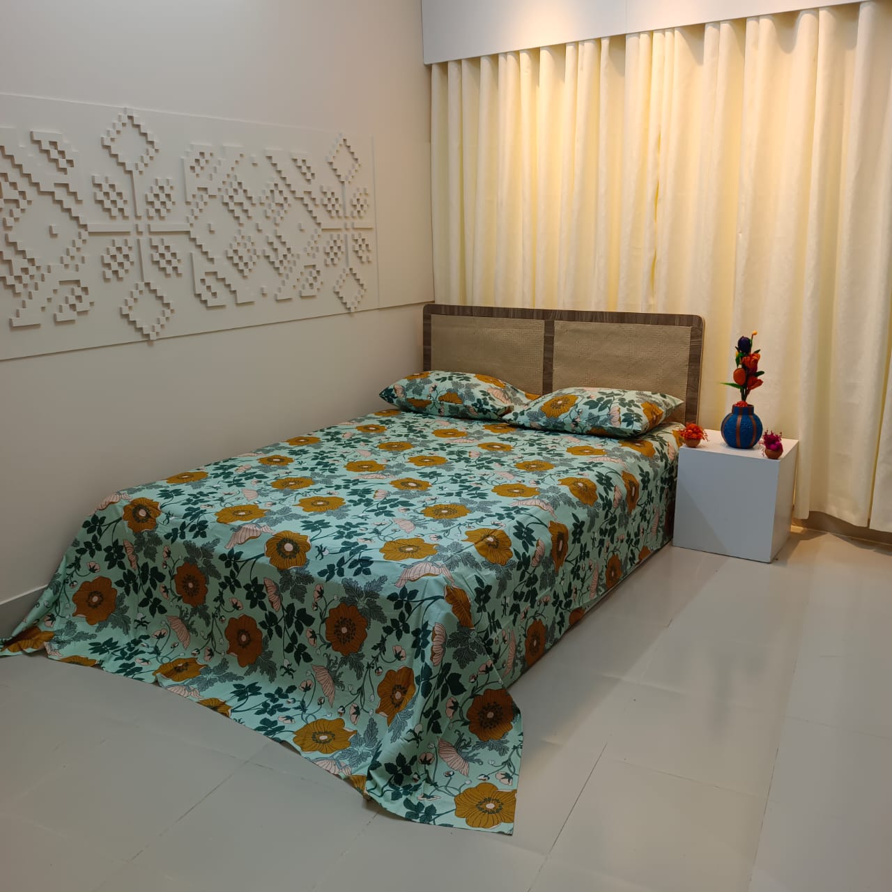 ORTHA EXPORT QUALITY SATIN COTTON KING SIZE DOUBLE BEDSHEET – 3 PECS SET – SEA GREEN - Image 6