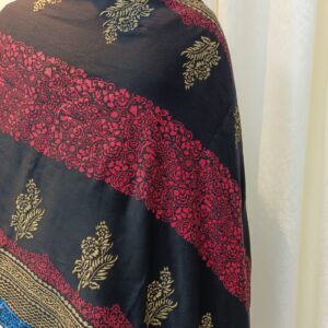 Hand Block Printed Viscose Shawl – Black