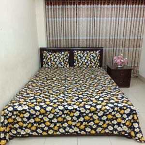 Luxury Twill Cotton Ortha Bedsheet – King Size – 3Pecs – Blue Cosmos