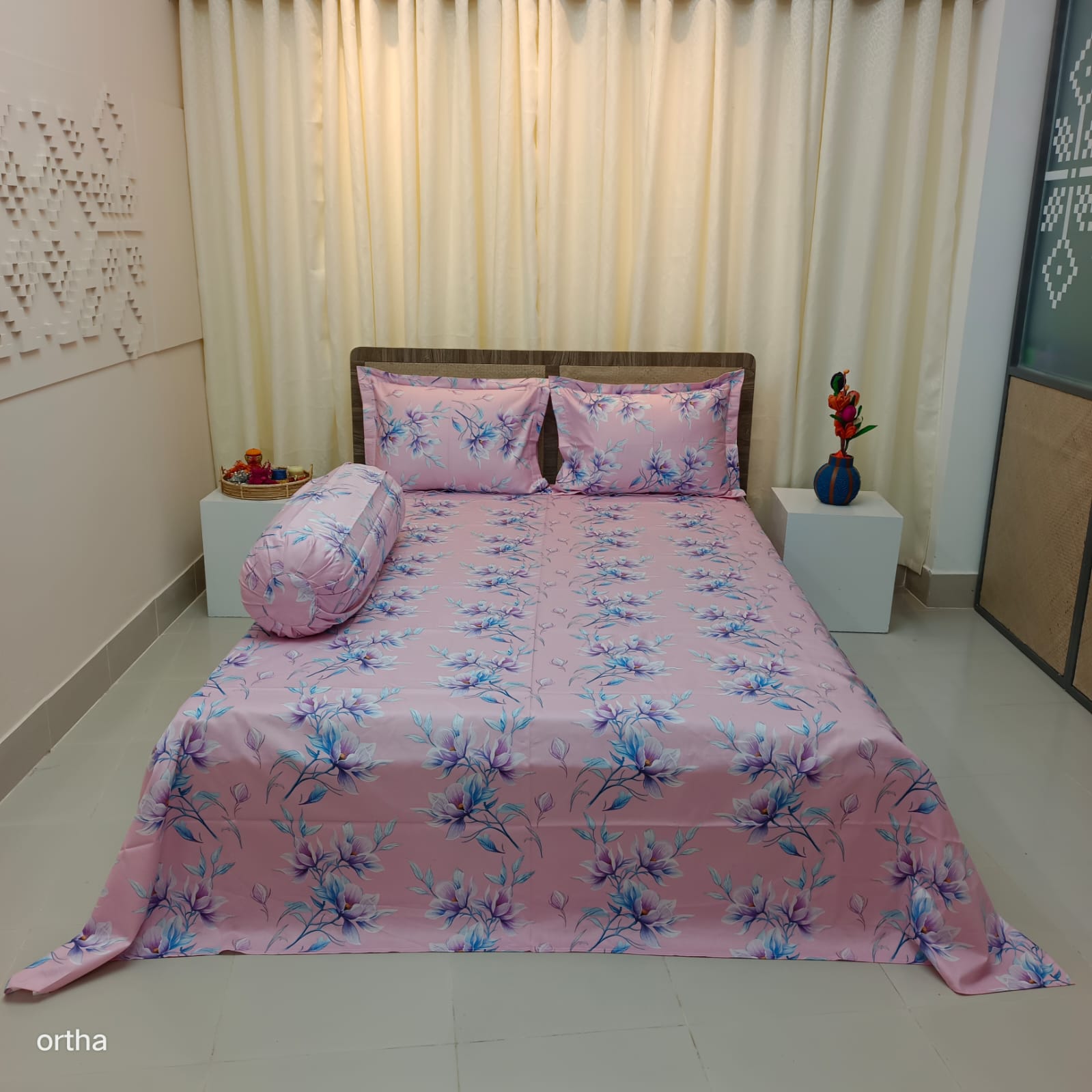 Luxury Twill Cotton Ortha Bedsheet – King Size – 3Pecs – Lux Lavender - Image 5