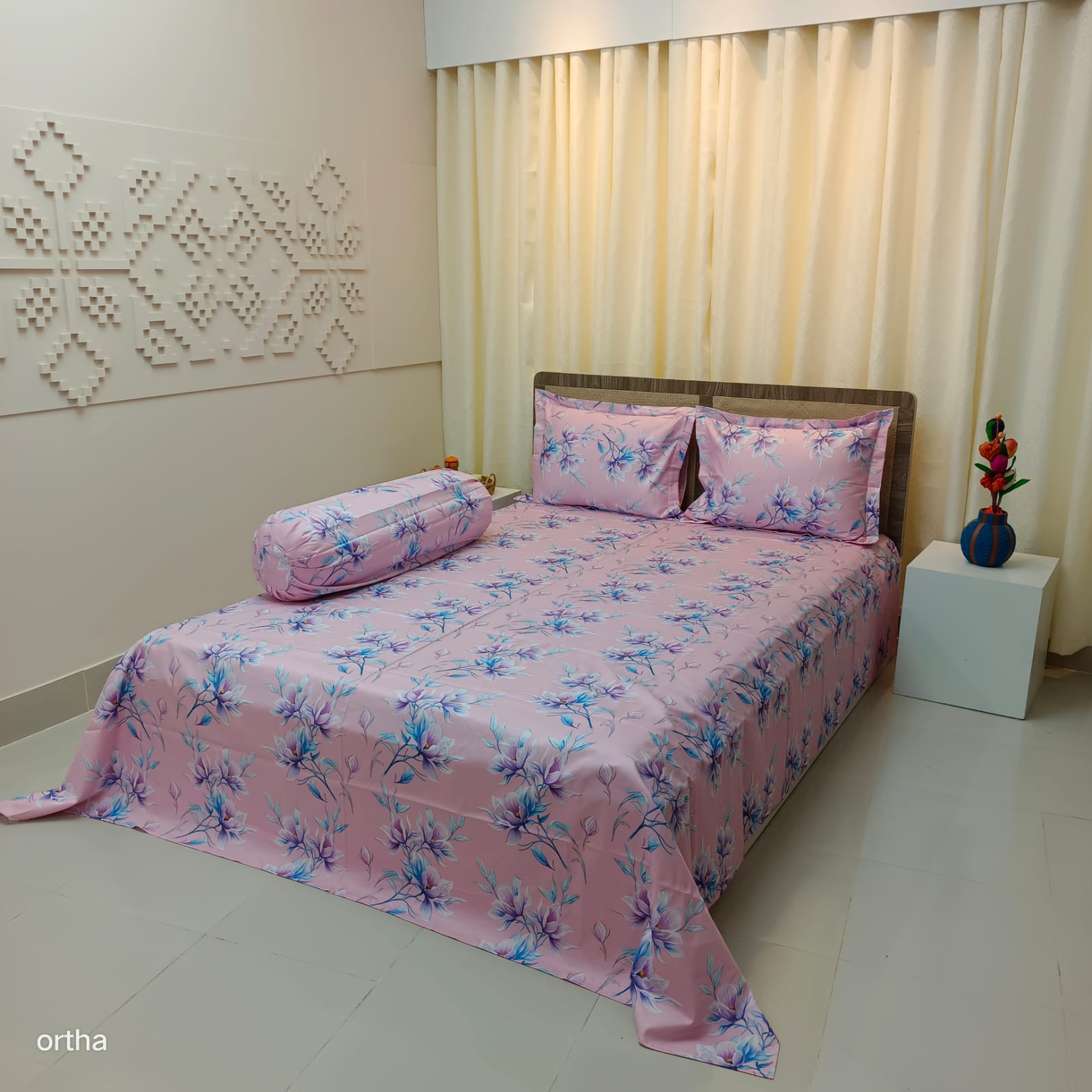 Luxury Twill Cotton Ortha Bedsheet – King Size – 3Pecs – Lux Lavender - Image 6