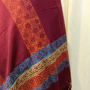 Hand Block Printed Viscose Shawl – Maroon