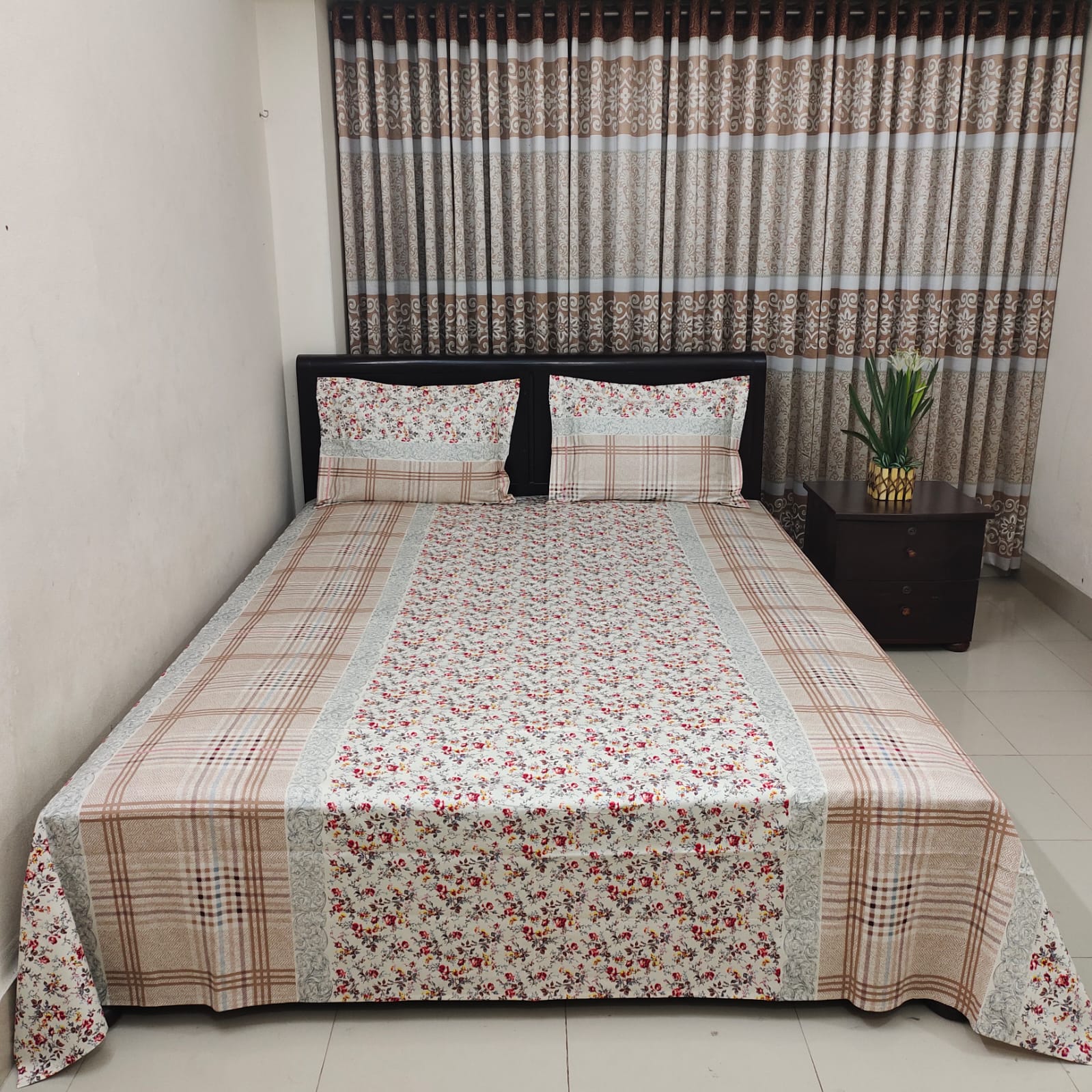 Luxury Twill Cotton Ortha Bedsheet – King Size – 3Pecs – Dr Choice