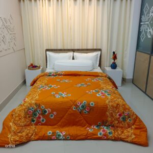 Finest Quality King Size Ortha Luxury Comforter (7 X 7.5 Feet) – Feather Touch Padding – Snow Orange