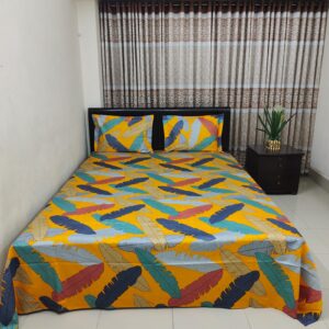 Luxury Twill Cotton Ortha Bedsheet – King Size – 3Pecs – Kalapata Yellow