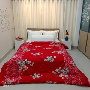 Finest Quality King Size Ortha Luxury Comforter (7 X 7.5 Feet) – Feather Touch Padding – Snow Red
