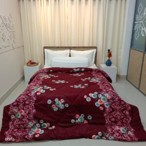 Finest Quality King Size Ortha Luxury Comforter (7 X 7.5 Feet) – Feather Touch Padding – Snow Maroon