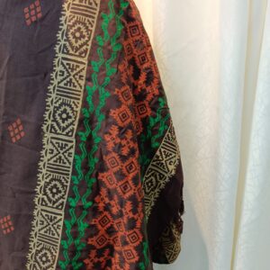 Hand Block Printed Viscose Shawl – Brown