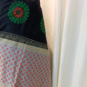 Hand Block Printed Viscose Shawl – Black & Ash