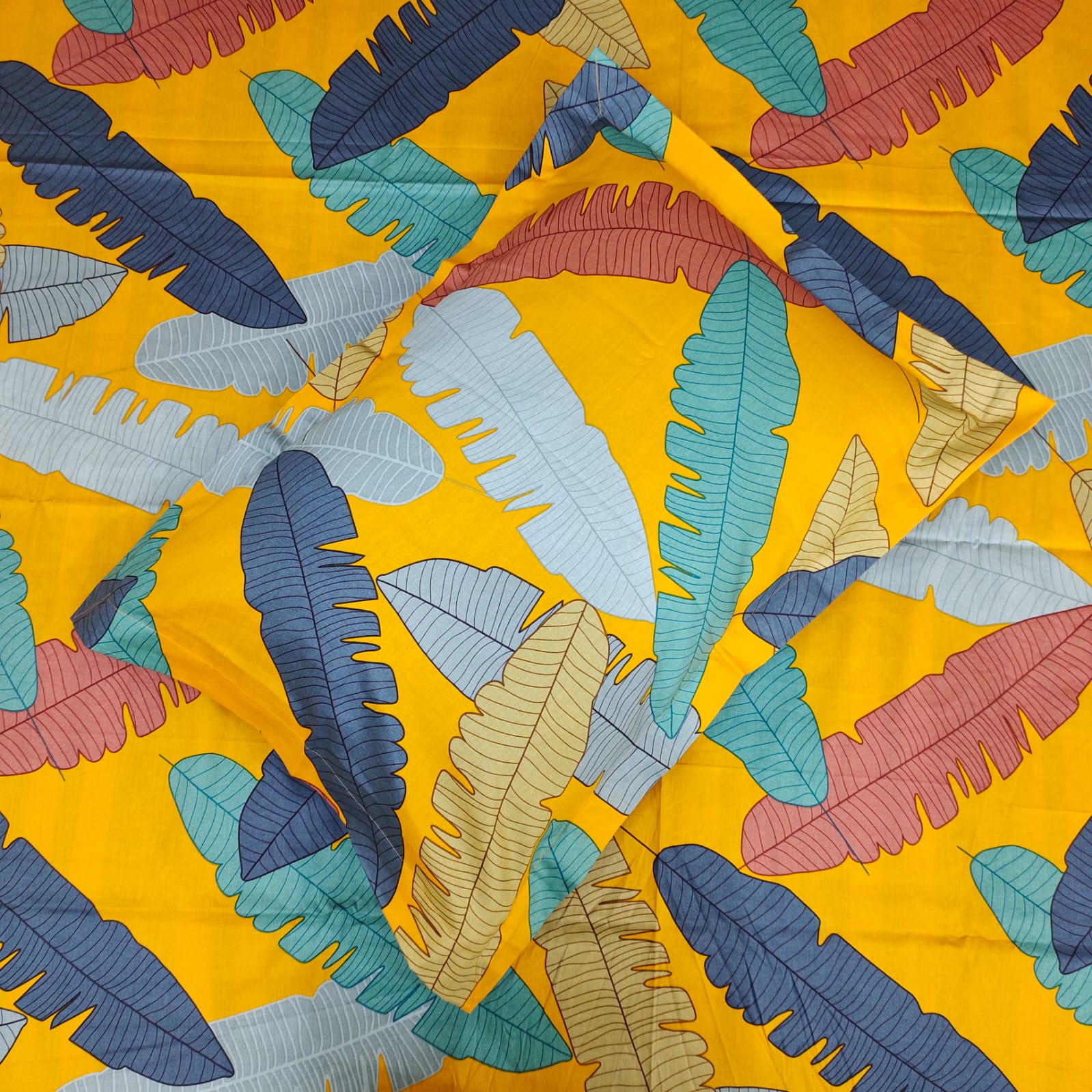 Luxury Twill Cotton Ortha Bedsheet – King Size – 3Pecs – Kalapata Yellow - Image 2