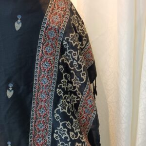 Hand Block Printed Viscose Shawl – Black